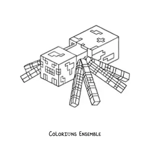 Coloriage d’une araignée de Minecraft