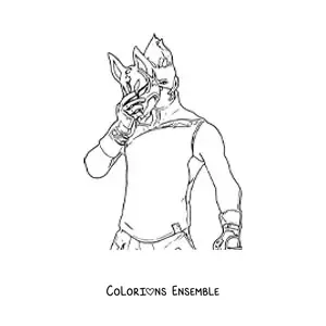 Coloriage de Drift de Fortnite tenant son masque