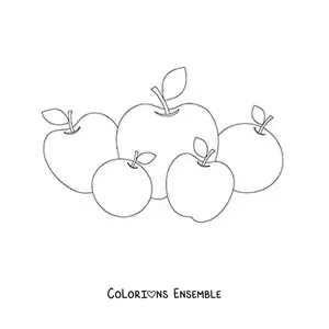 Image à colorier de cinq pommes