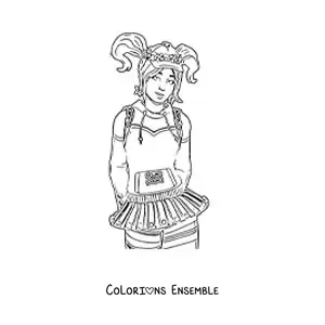 Coloriage de Zoey de Fortnite, les bras dans le dos