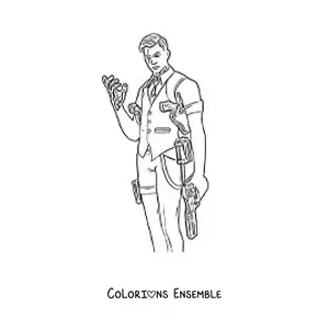 Coloriage de Midas de Fortnite tenant une arme