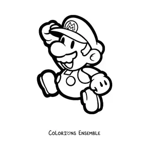 Coloriage de Paper Mario en train de sauter