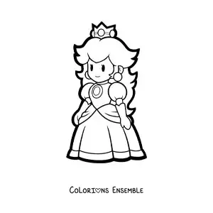 Coloriage de Paper Peach de Mario Bros