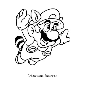 Image à colorier de Mario raton laveur de Mario Bros