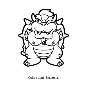 Image à colorier de Bowser de Mario Bros croisant les bras