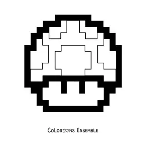 Image à colorier de Toad de Mario Bros en 8 bits