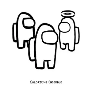 Image à colorier de trois membres d’équipage d’Among Us