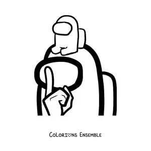 Image à colorier d’un imposteur d’Among Us avec son enfant