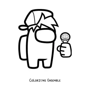 Image à colorier de Boyfriend de FNF dans Among Us