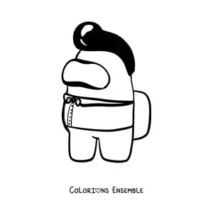 Image à colorier d’un membre d’équipage d’Among Us avec des cheveux