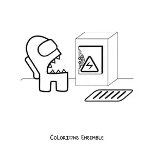 Image à colorier d’un sabotage d’Among Us