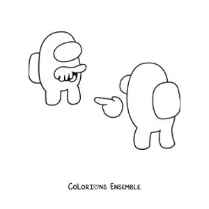 Image à colorier d’un membre d’équipage accusant un imposteur d’Among Us