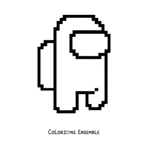 Image à colorier d’un membre d’équipage d’Among Us en 8 bits