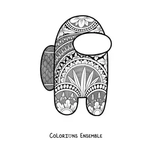 Image à colorier d’un mandala d’Among Us