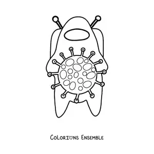 Image à colorier d’un membre d’équipage d’Among Us protégé contre le coronavirus
