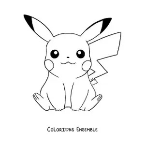Image à colorier du Pokémon Pikachu assis