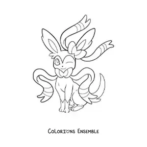 Image à colorier du Pokémon Nymphali assis