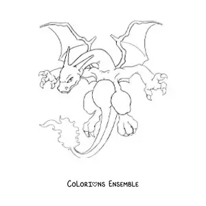 Image à colorier du Pokémon Dracaufeu