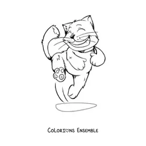 Image à colorier d’un chat en train de sauter