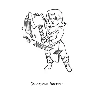 Image à colorier de la Valkyrie de Clash Royale