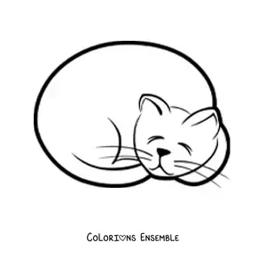 Image à colorier d’un chat endormi