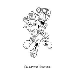 Image à colorier de Marcus de la Pat’Patrouille en train de courir