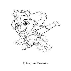 Image à colorier de Stella de la Pat’Patrouille en train de voler