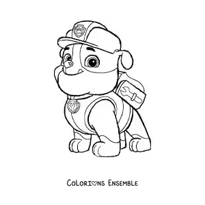 Image à colorier de Ruben de la Pat’Patrouille assis