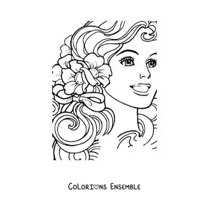 Image à colorier du visage de Barbie
