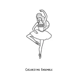 Image à colorier de Barbie habillée en danseuse