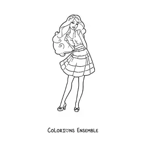 Image à colorier de Barbie portant une jupe