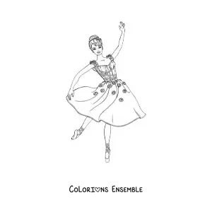 Image à colorier de Barbie danseuse portant une robe