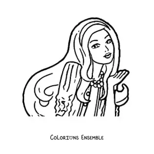 Image à colorier de Barbie envoyant un baiser