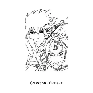 Image à colorier de Sasuke affrontant Naruto