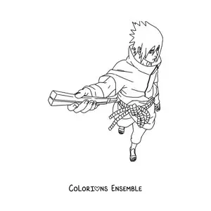 Image à colorier de Sasuke Uchiha vu d’en haut