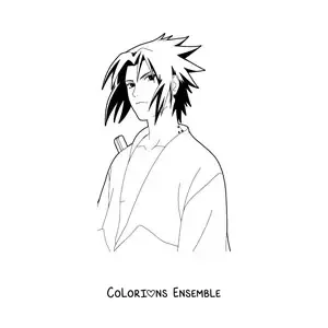 Image à colorier de Sasuke l’air sérieux