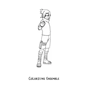 Image à colorier de Sasuke en entier