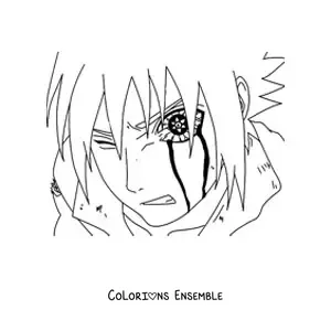 Image à colorier du visage de Sasuke avec le Sharingan