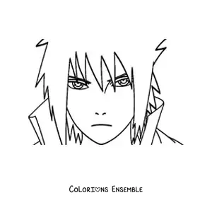 Image à colorier du visage de Sasuke avec le Rinnegan