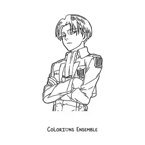 Image à colorier de Livaï de L’Attaque des Titans