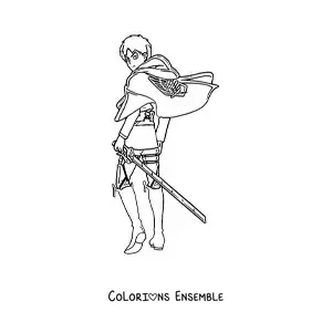 Image à colorier d’Eren de L’Attaque des Titans