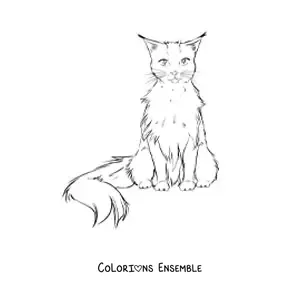 Image à colorier réaliste d’un chat assis