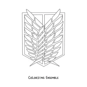 Image à colorier de l’emblème des Ailes de la Liberté de L’Attaque des Titans