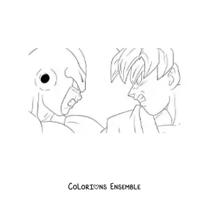 Image à colorier de Goku affrontant Freezer de Dragon Ball