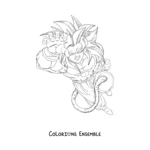 Image à colorier de Goku en phase 4 de Dragon Ball