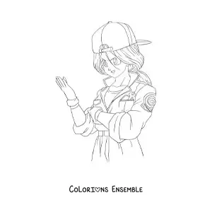 Image à colorier de Bulma du futur alternatif de Dragon Ball