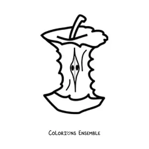 Image à colorier d’un trognon de pomme