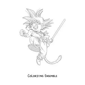 Image à colorier de Goku enfant de Dragon Ball