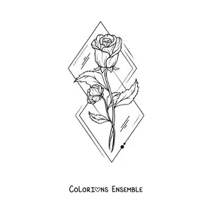 Image à colorier de deux belles roses avec des feuilles