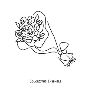 Image à colorier d’un bouquet de roses minimaliste